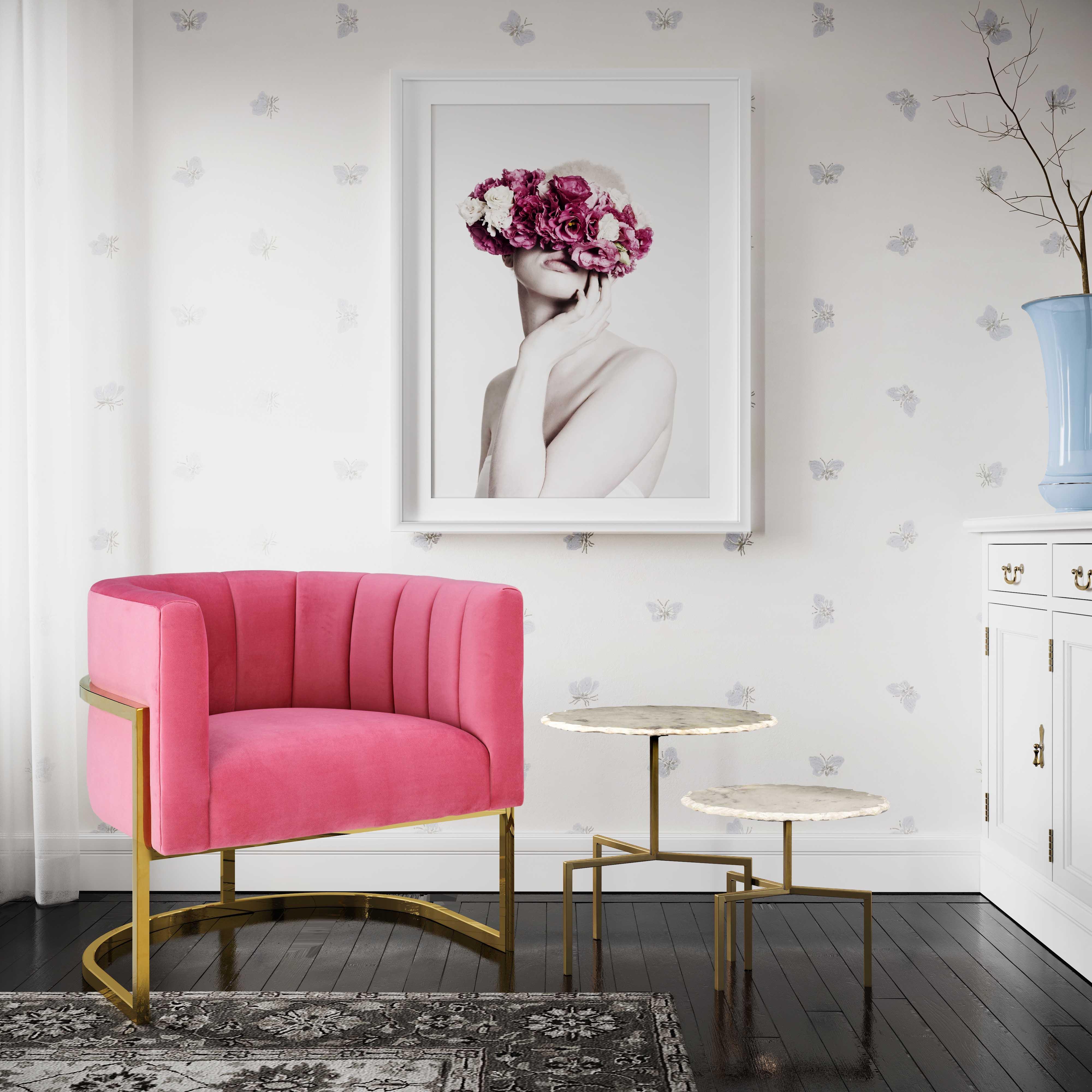 Magnolia Performance Velvet Accent Chair - Gold Base - Image 8