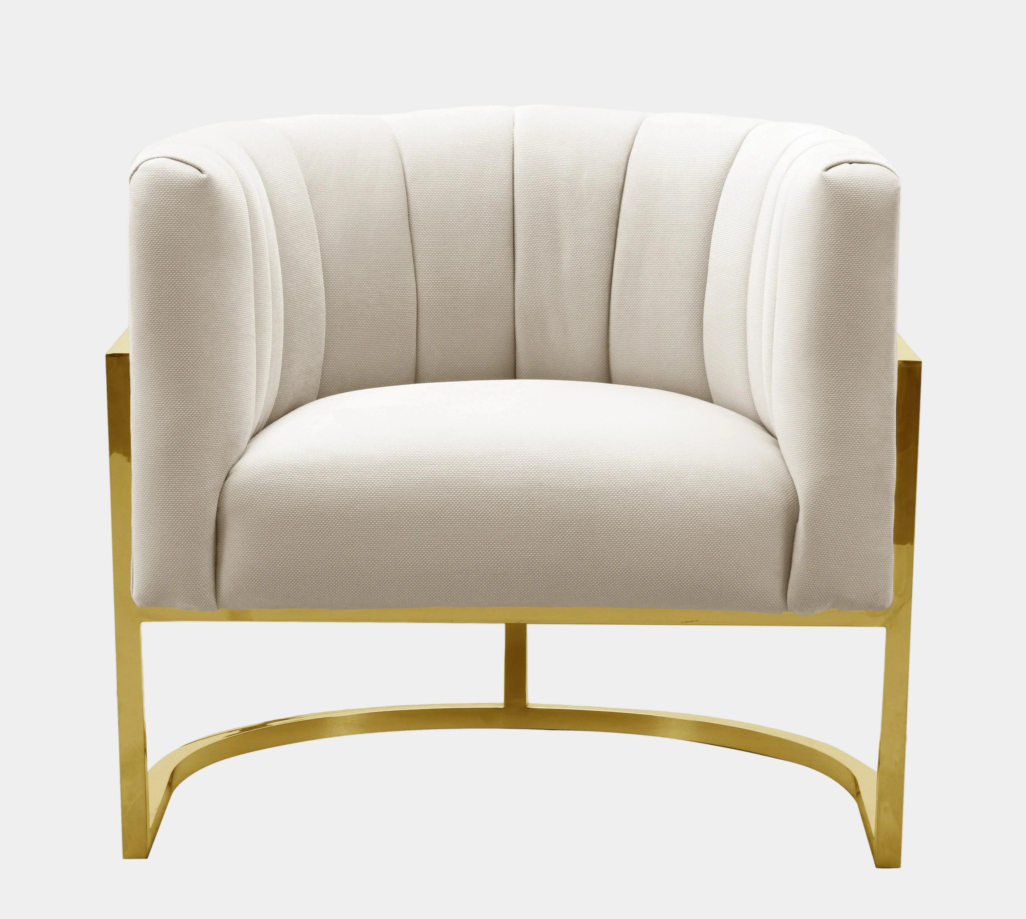 Magnolia Spotted Cream Performance Velvet Accent Chair