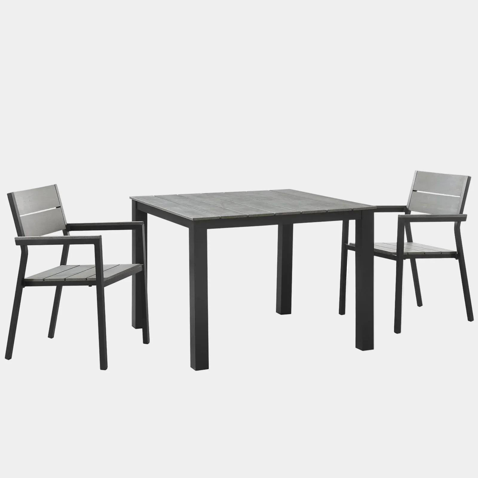 Maine 3 Piece Outdoor Patio Dining Set in Brown Gray