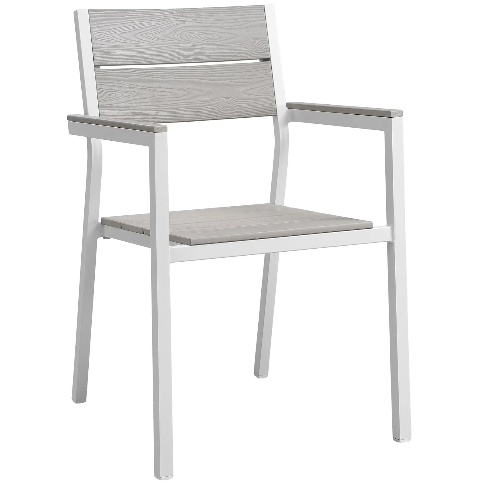 Maine 5 Piece Outdoor Patio Dining Set in White Light Gray - Image 3
