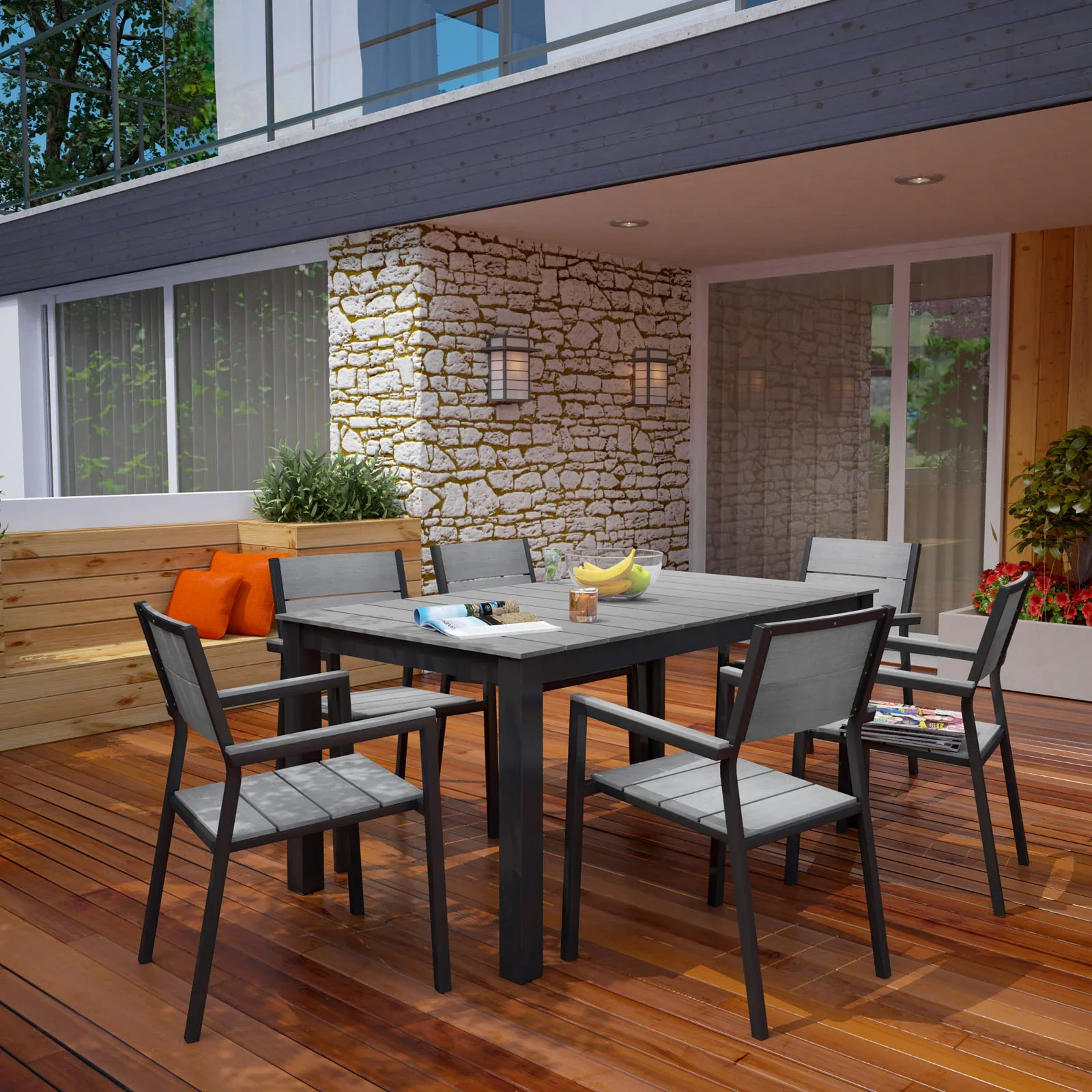 Maine 7 Piece Outdoor Patio Dining Set - Image 2