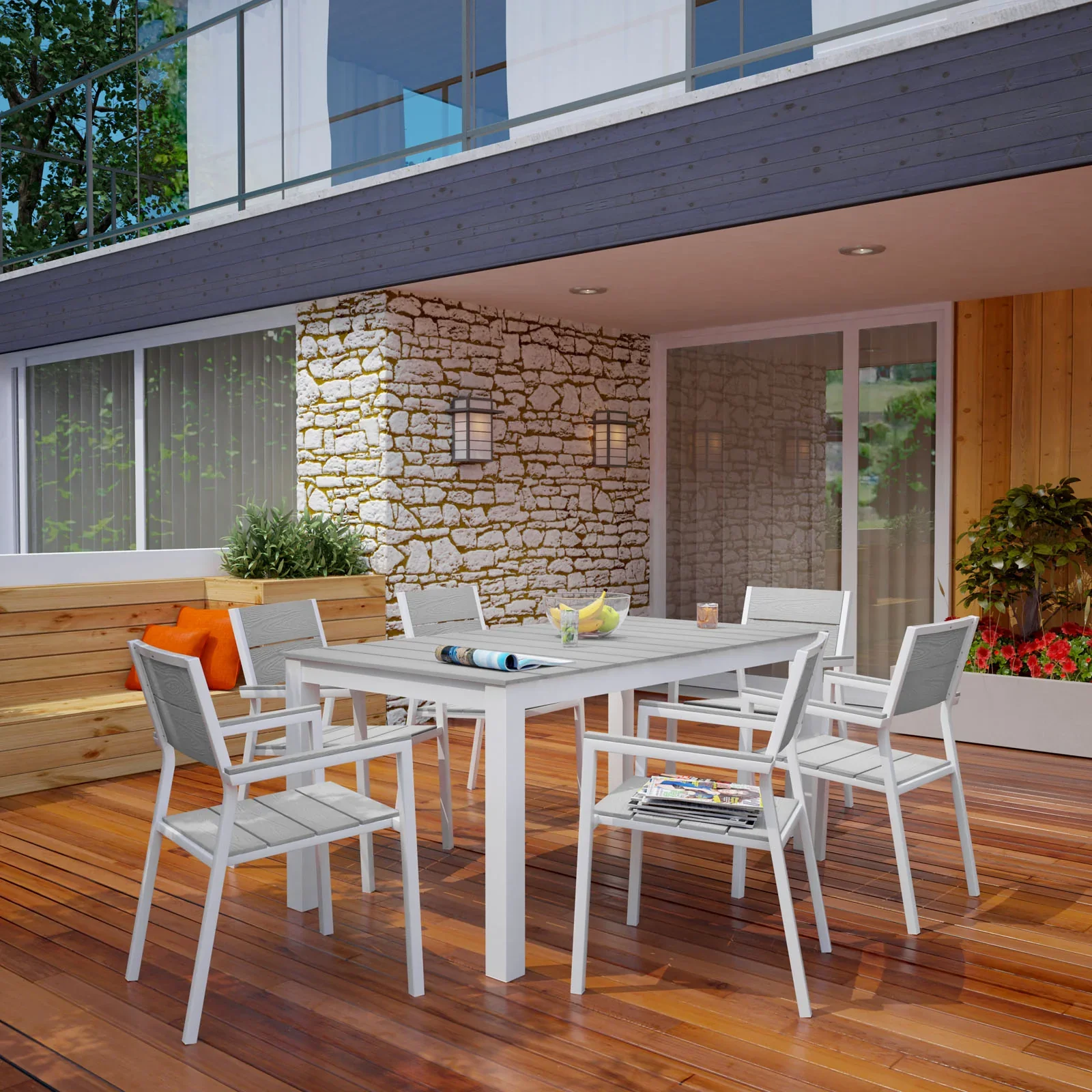 Maine 7 Piece Outdoor Patio Dining Set - Image 9