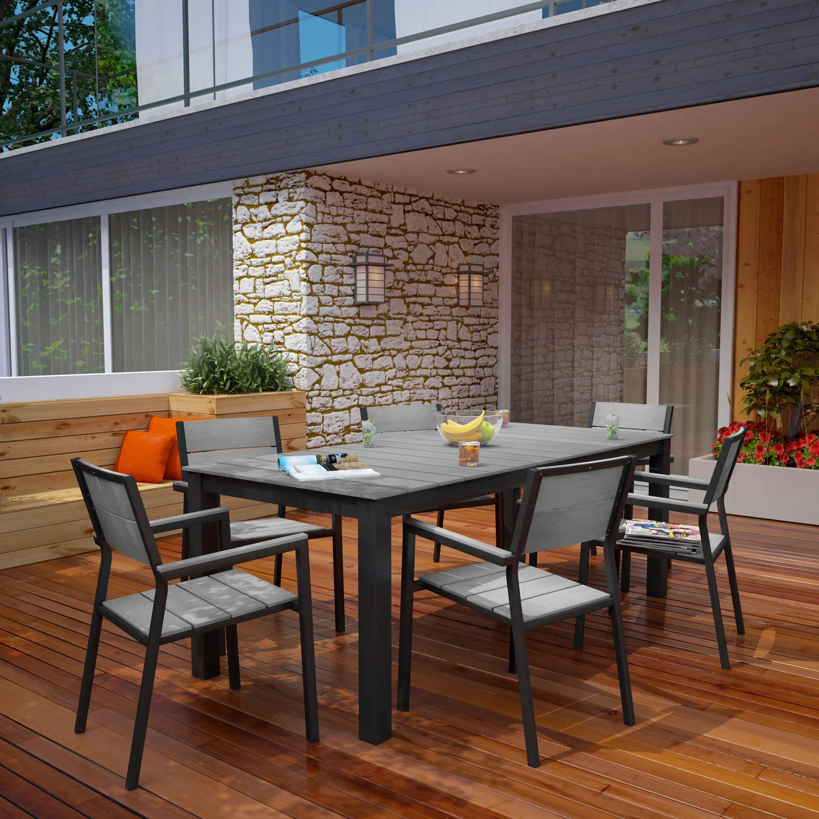 Maine 7 Piece Outdoor Patio Dining Set - Image 2