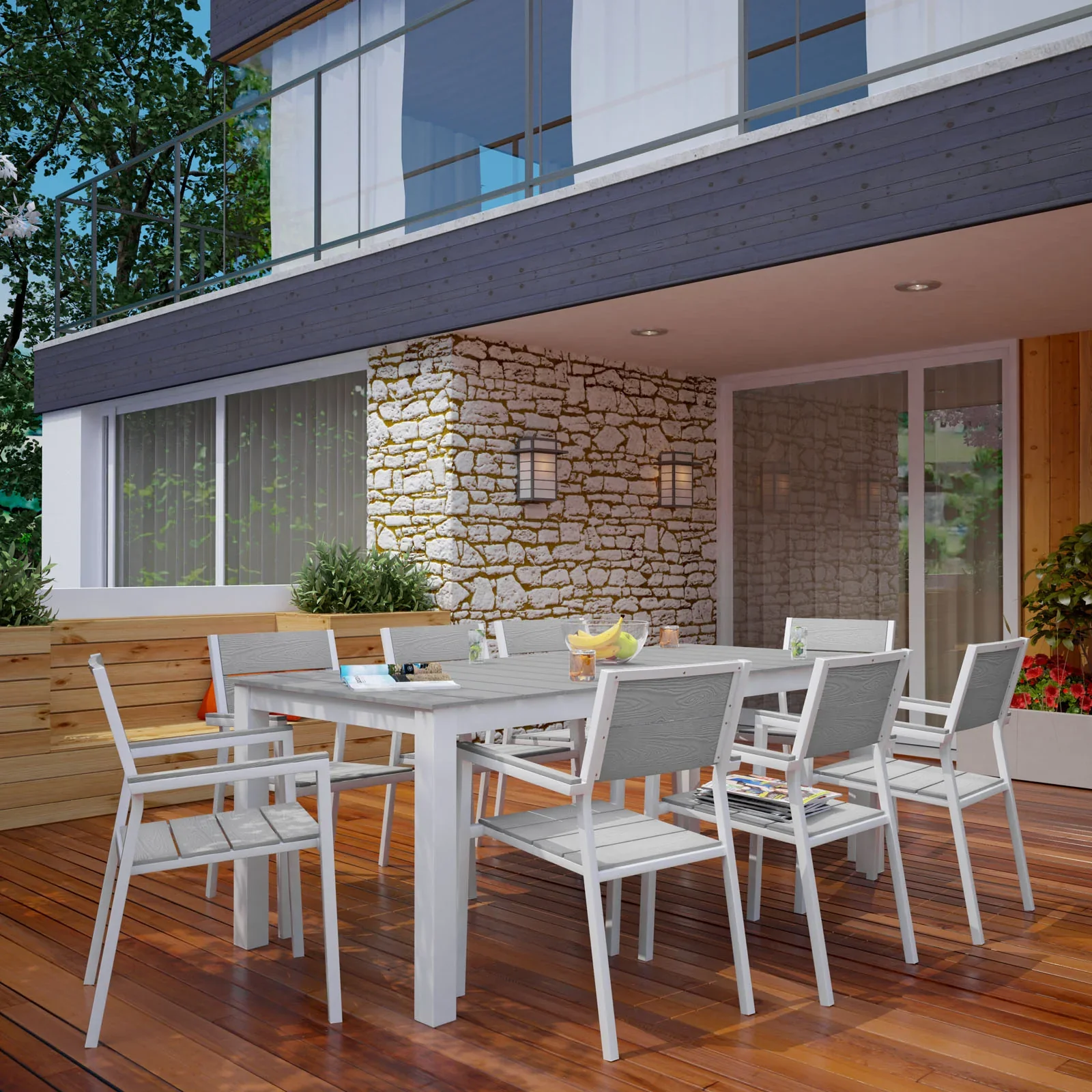 Maine 9 Piece Outdoor Patio Dining Set - Image 9