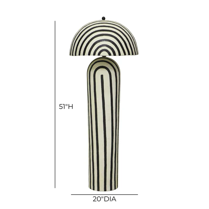 Maiori Black Striped Papier Mache Floor Lamp - Image 4