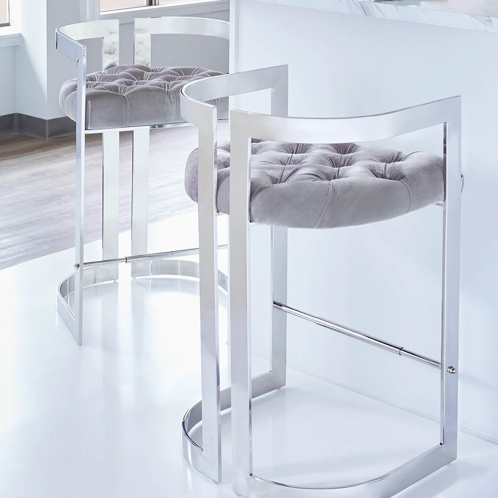 Majestic Counter Chair: Grey Velvet - Image 2
