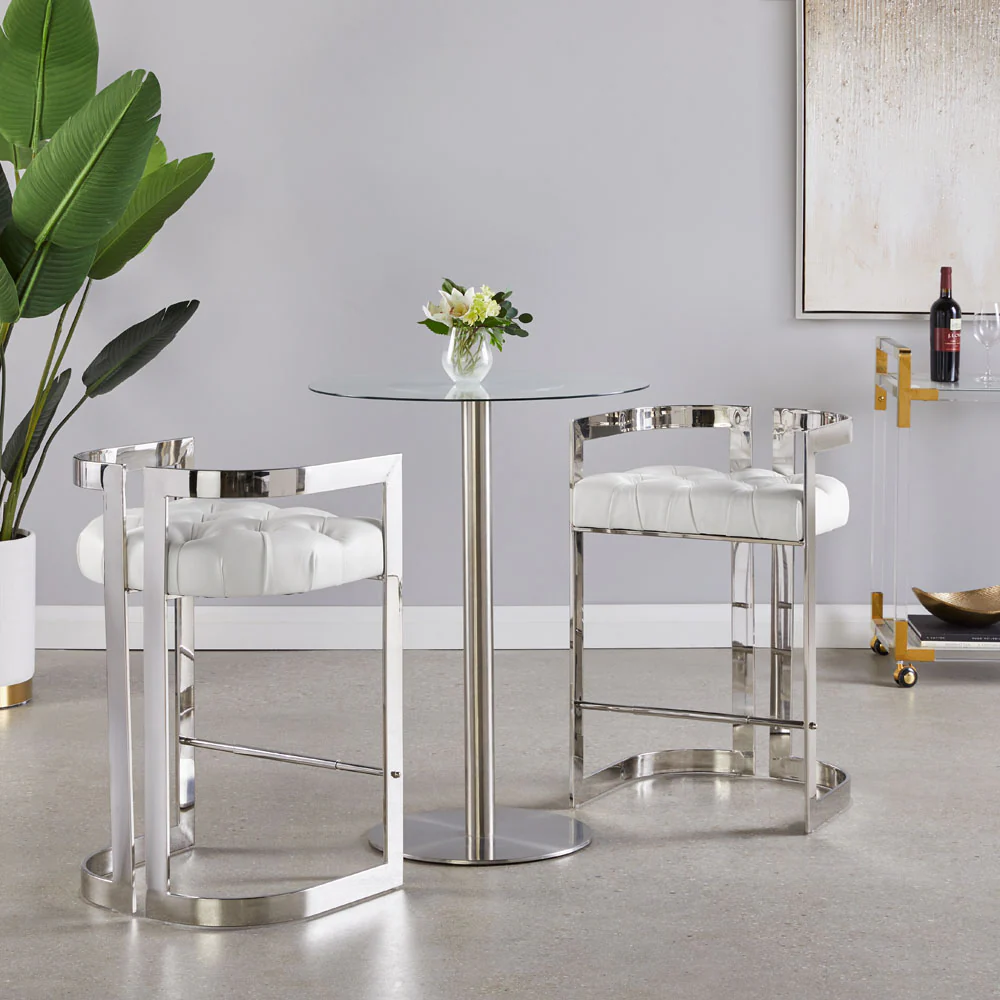 Majestic Counter Chair: White Leatherette - Image 4