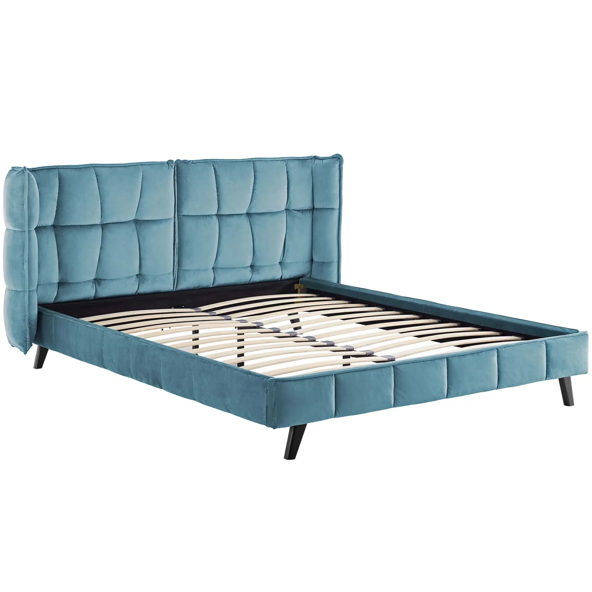 Makenna Performance Velvet Queen Platform Bed - Image 13