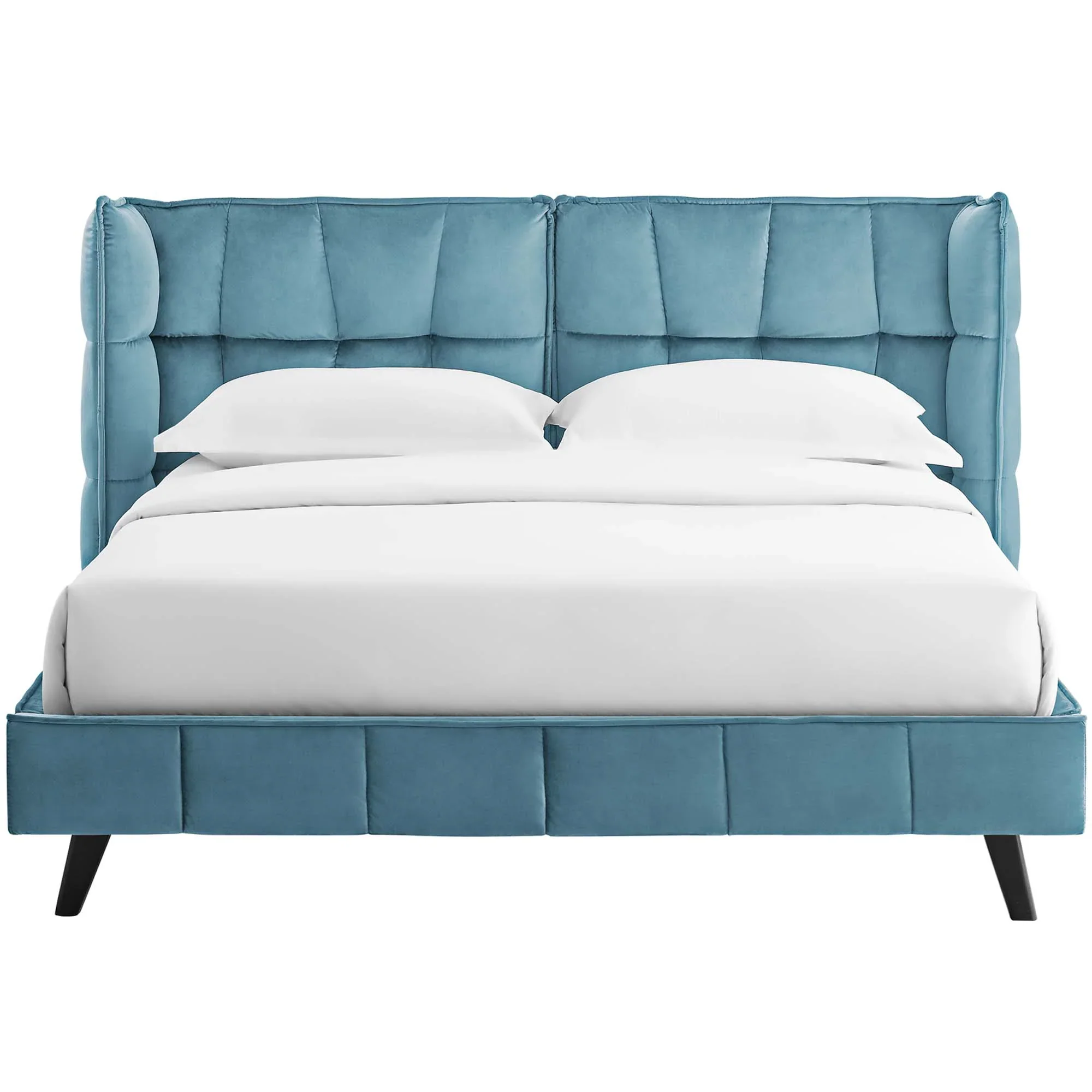 Makenna Performance Velvet Queen Platform Bed - Image 15