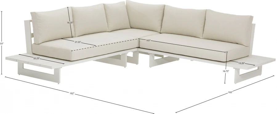 Maldives 102" Water Resistant Fabric Upholstered Outdoor Patio Modular Sectional - Image 17