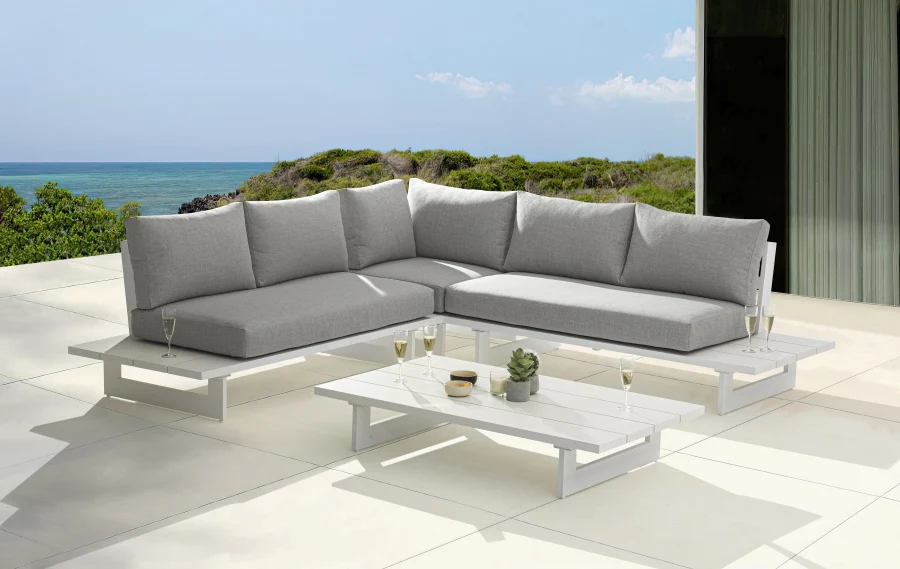 Maldives 102" Water Resistant Fabric Upholstered Outdoor Patio Modular Sectional - Image 2