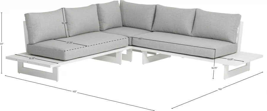 Maldives 102" Water Resistant Fabric Upholstered Outdoor Patio Modular Sectional - Image 6