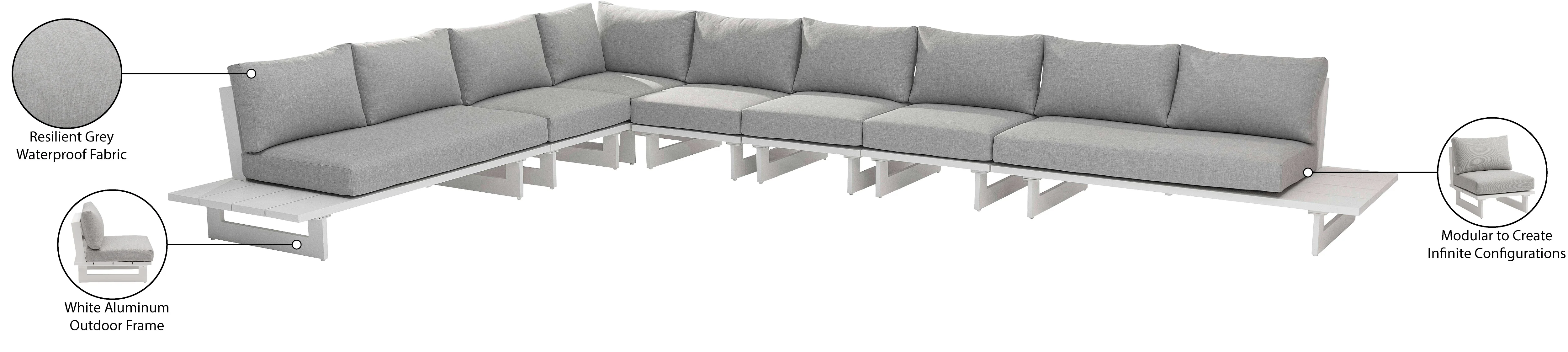Maldives 184.5" Water Resistant Fabric Upholstered Outdoor Patio 7pc. Modular Sectional - Image 11