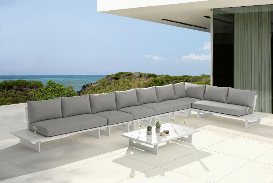 Maldives 212" Water Resistant Fabric Upholstered Outdoor Patio 7pc. Modular Sectional - Image 2