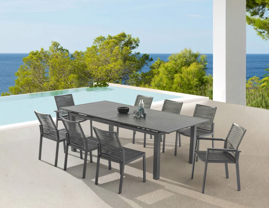 Maldives 95.5" Aluminum Outdoor Patio Dining Table - Image 3