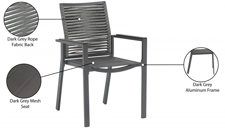 Maldives Mesh And Rope Fabric Outdoor Patio Dining Arm Chair - Image 10