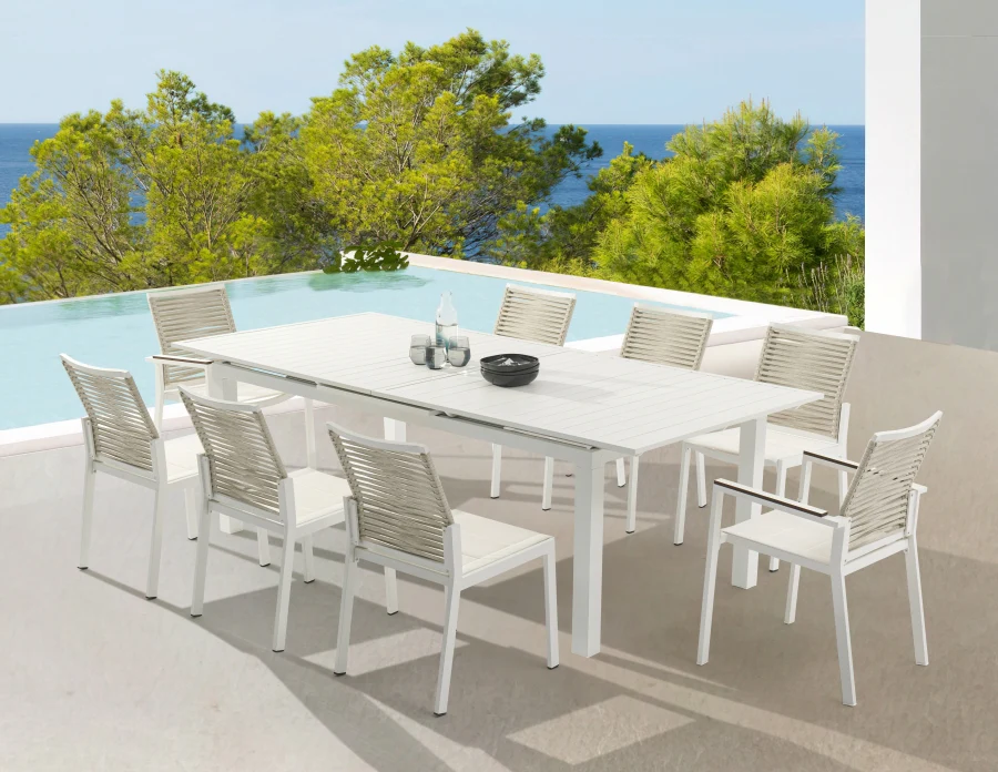 Maldives Mesh And Rope Fabric Outdoor Patio Dining Arm Chair - Image 13