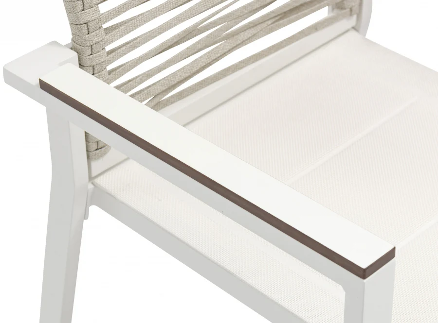 Maldives Mesh And Rope Fabric Outdoor Patio Dining Arm Chair - Image 17