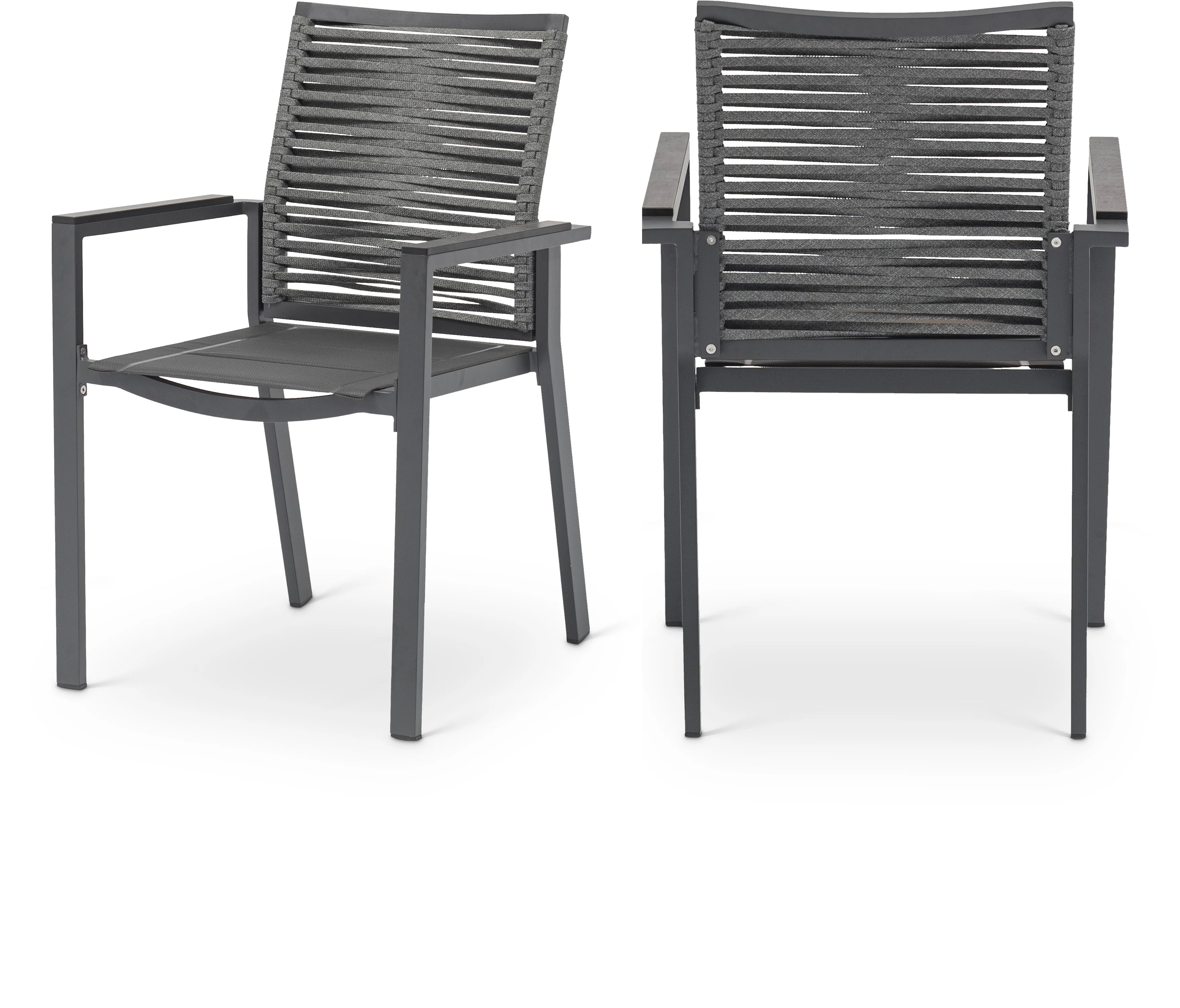 Maldives Mesh And Rope Fabric Outdoor Patio Dining Arm Chair - Image 2