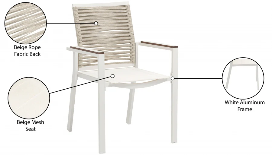 Maldives Mesh And Rope Fabric Outdoor Patio Dining Arm Chair - Image 21