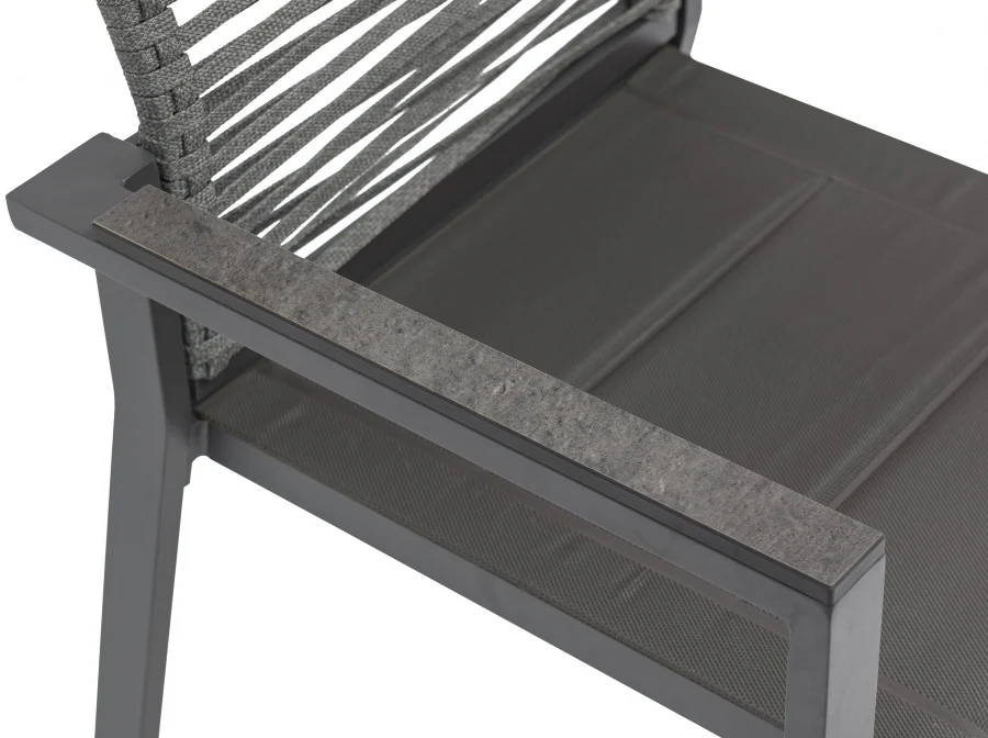 Maldives Mesh And Rope Fabric Outdoor Patio Dining Arm Chair - Image 7