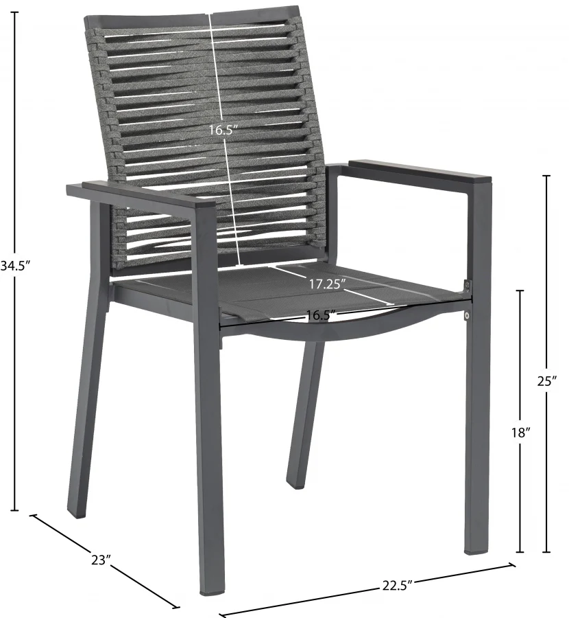 Maldives Mesh And Rope Fabric Outdoor Patio Dining Arm Chair - Image 9