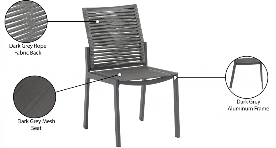 Maldives Mesh And Rope Fabric Outdoor Patio Dining Side Chair - Image 11