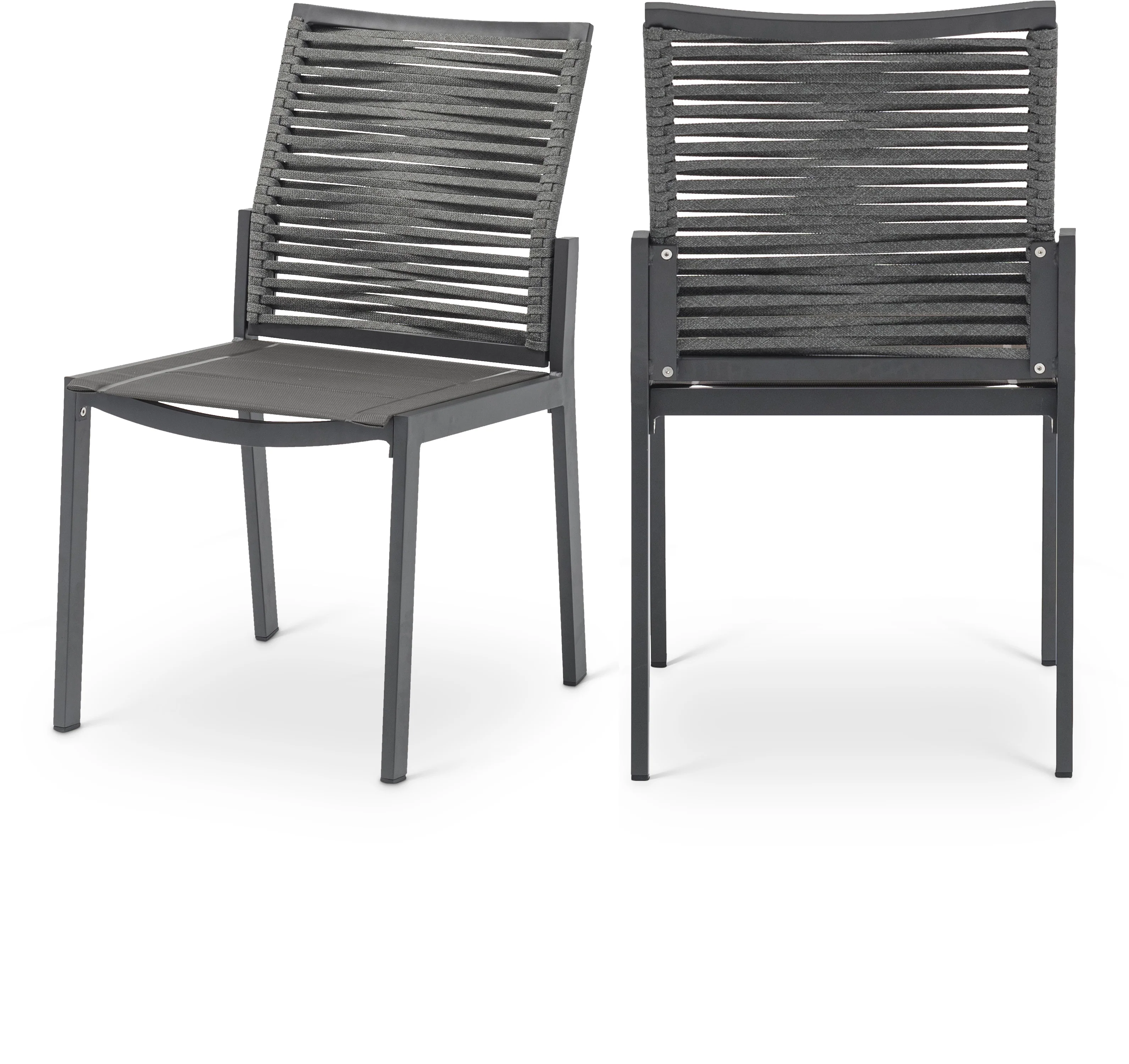 Maldives Mesh And Rope Fabric Outdoor Patio Dining Side Chair - Image 2