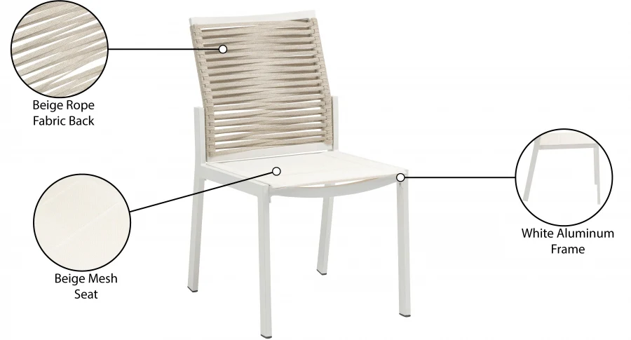 Maldives Mesh And Rope Fabric Outdoor Patio Dining Side Chair - Image 22