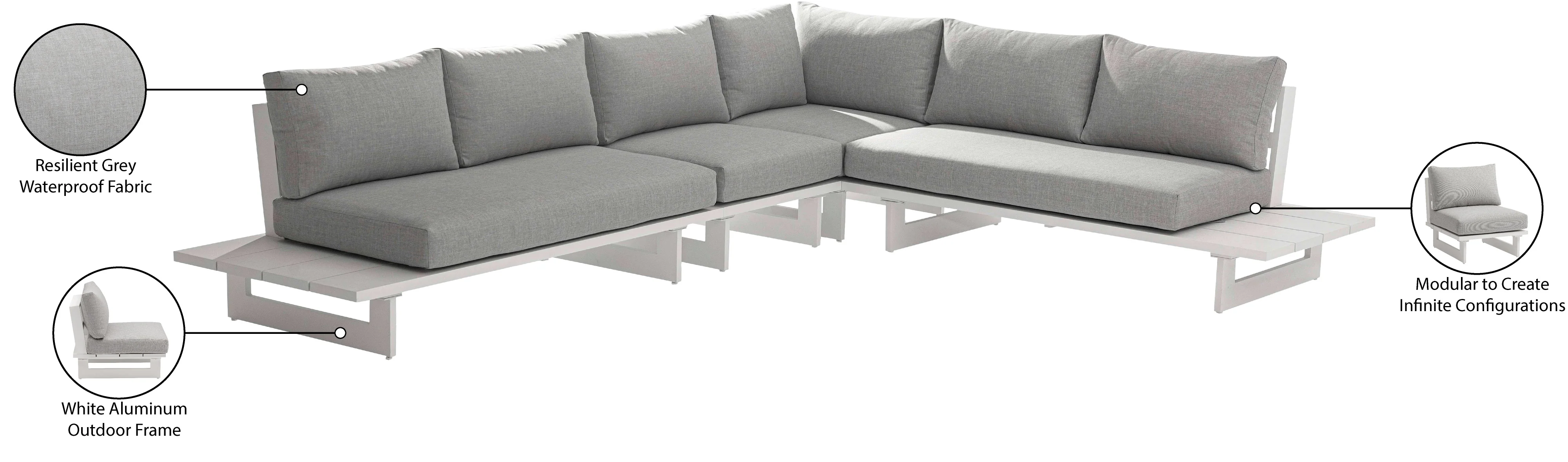 Maldives 102" Water Resistant Fabric Upholstered Outdoor Patio 4pc. Modular Sectional - Image 12