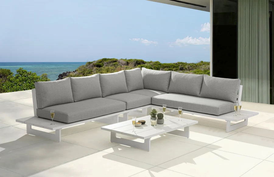 Maldives 102" Water Resistant Fabric Upholstered Outdoor Patio 4pc. Modular Sectional - Image 2