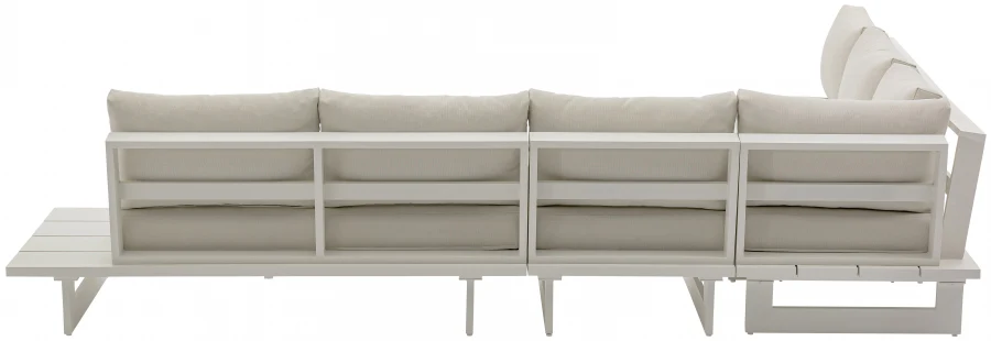 Maldives 129.5" Water Resistant Fabric Upholstered Outdoor Patio 4pc. Modular Sectional - Image 15