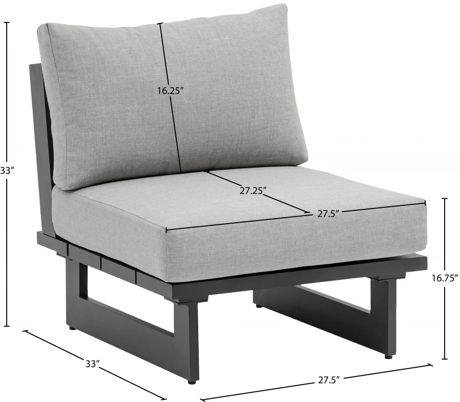Maldives Water Resistant Fabric Upholstered Outdoor Patio Modular Armless Chair - Image 11