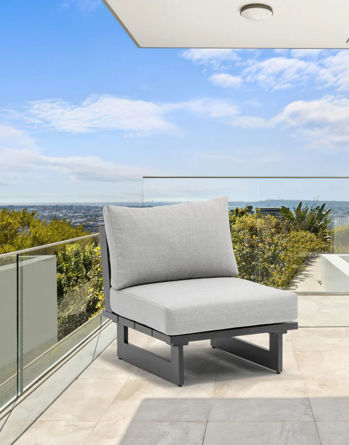 Maldives Water Resistant Fabric Upholstered Outdoor Patio Modular Armless Chair - Image 2