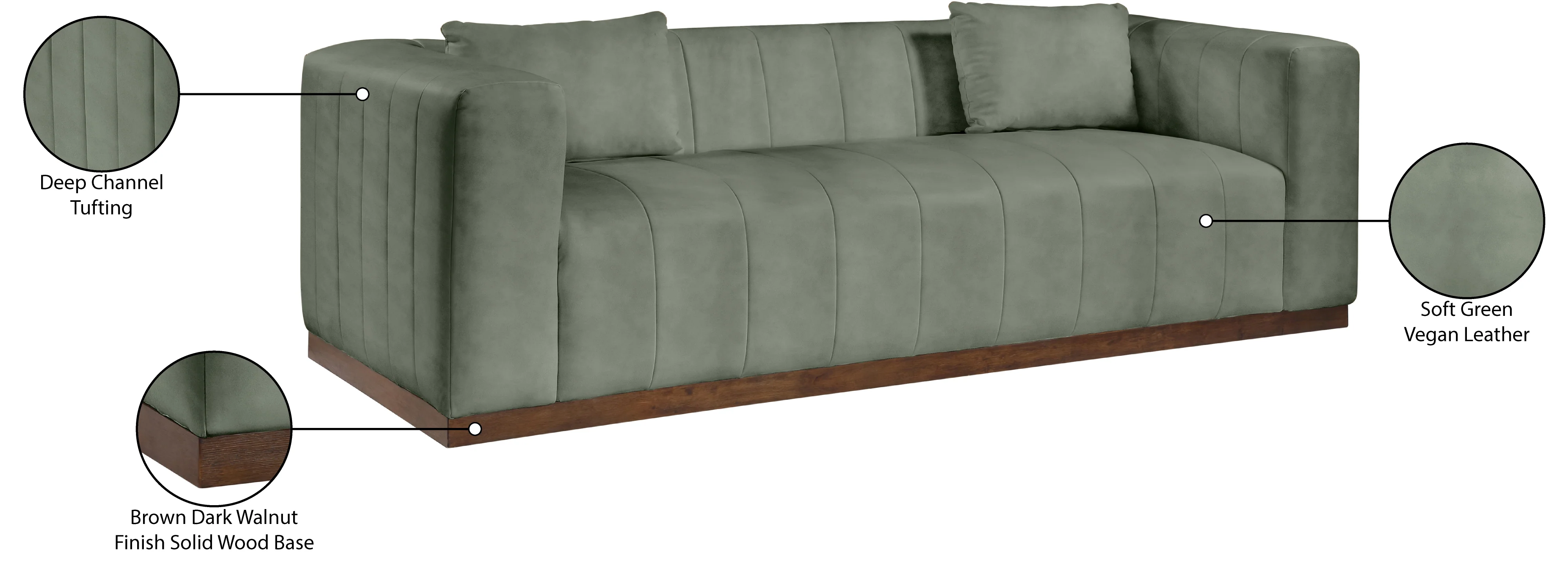 Mallina Vegan Leather Upholstered Sofa - Image 24