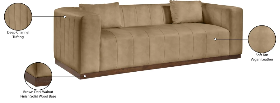 Mallina Vegan Leather Upholstered Sofa - Image 40