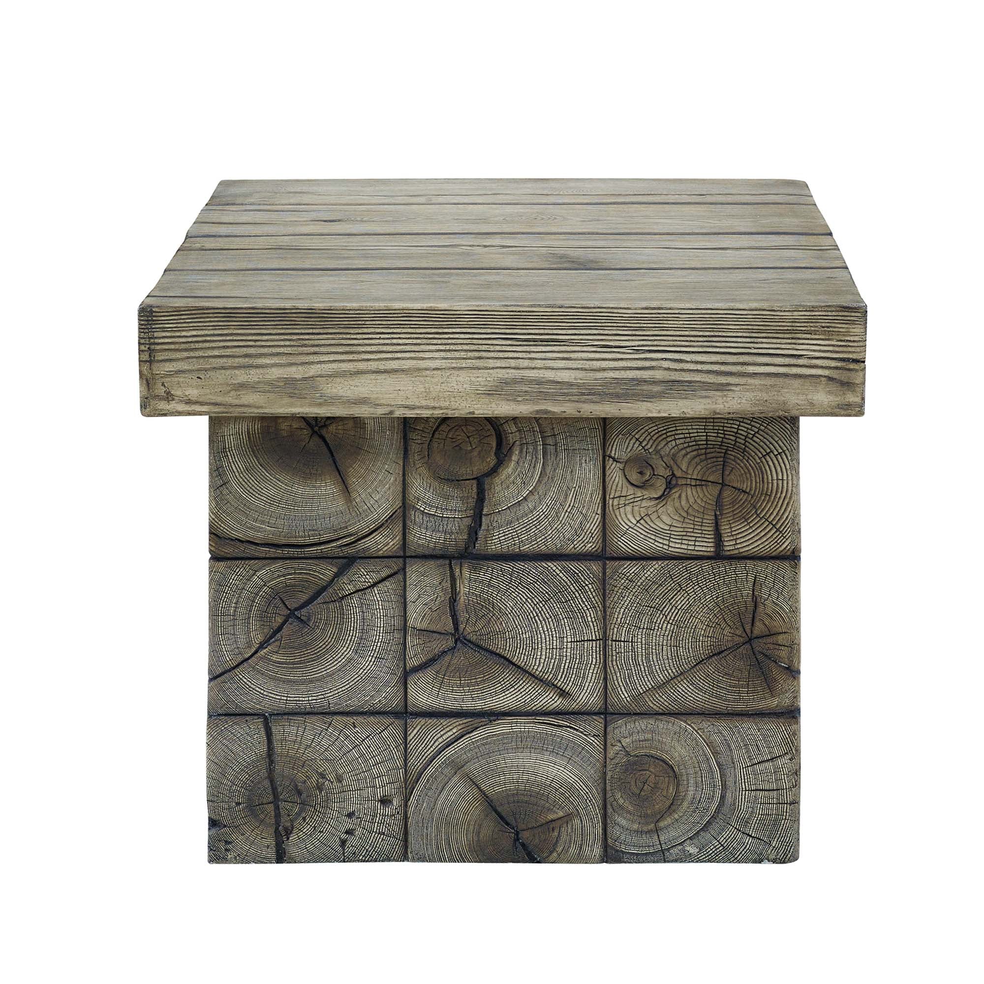 Manteo Rustic Coastal Outdoor Patio Side Table in Light Gray - Image 4