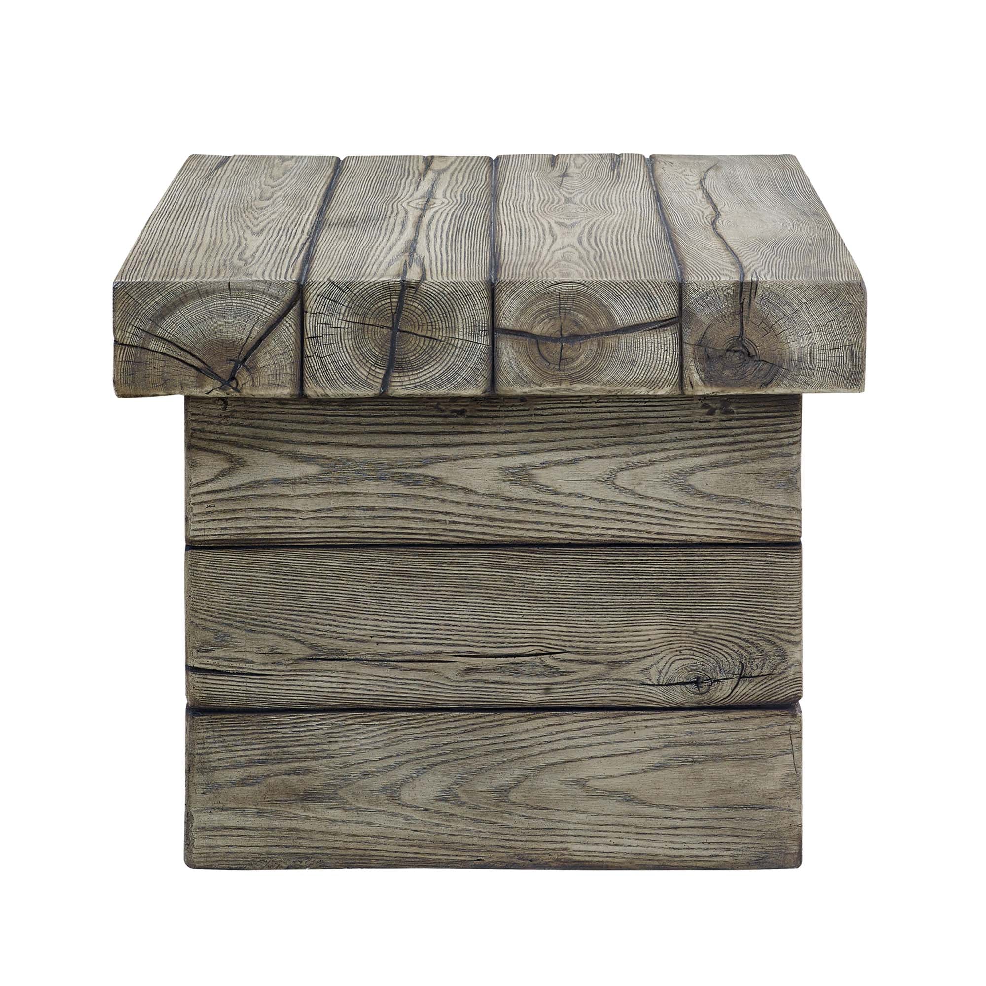 Manteo Rustic Coastal Outdoor Patio Side Table in Light Gray - Image 5