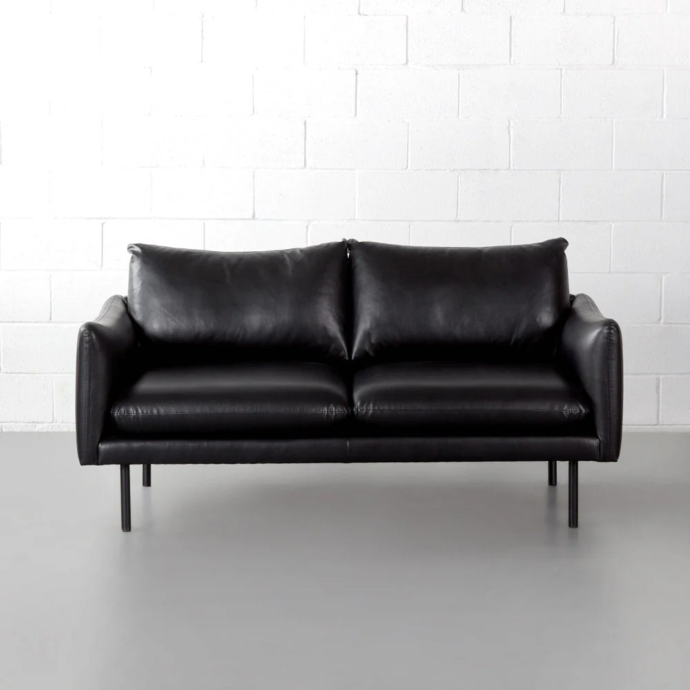 MAPLETON - Black Vegan Leather 2-Seater Sofa - Image 6