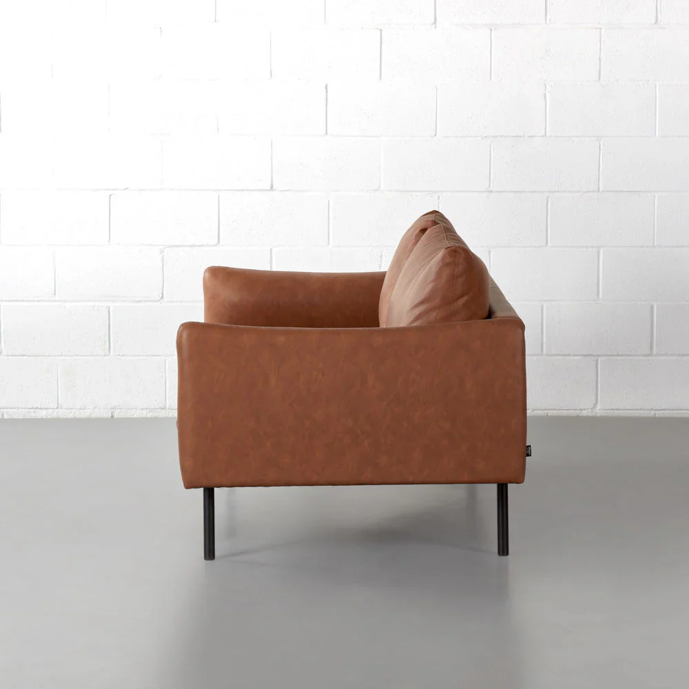MAPLETON - Brown Vegan Leather 2-Seater Sofa - Image 6