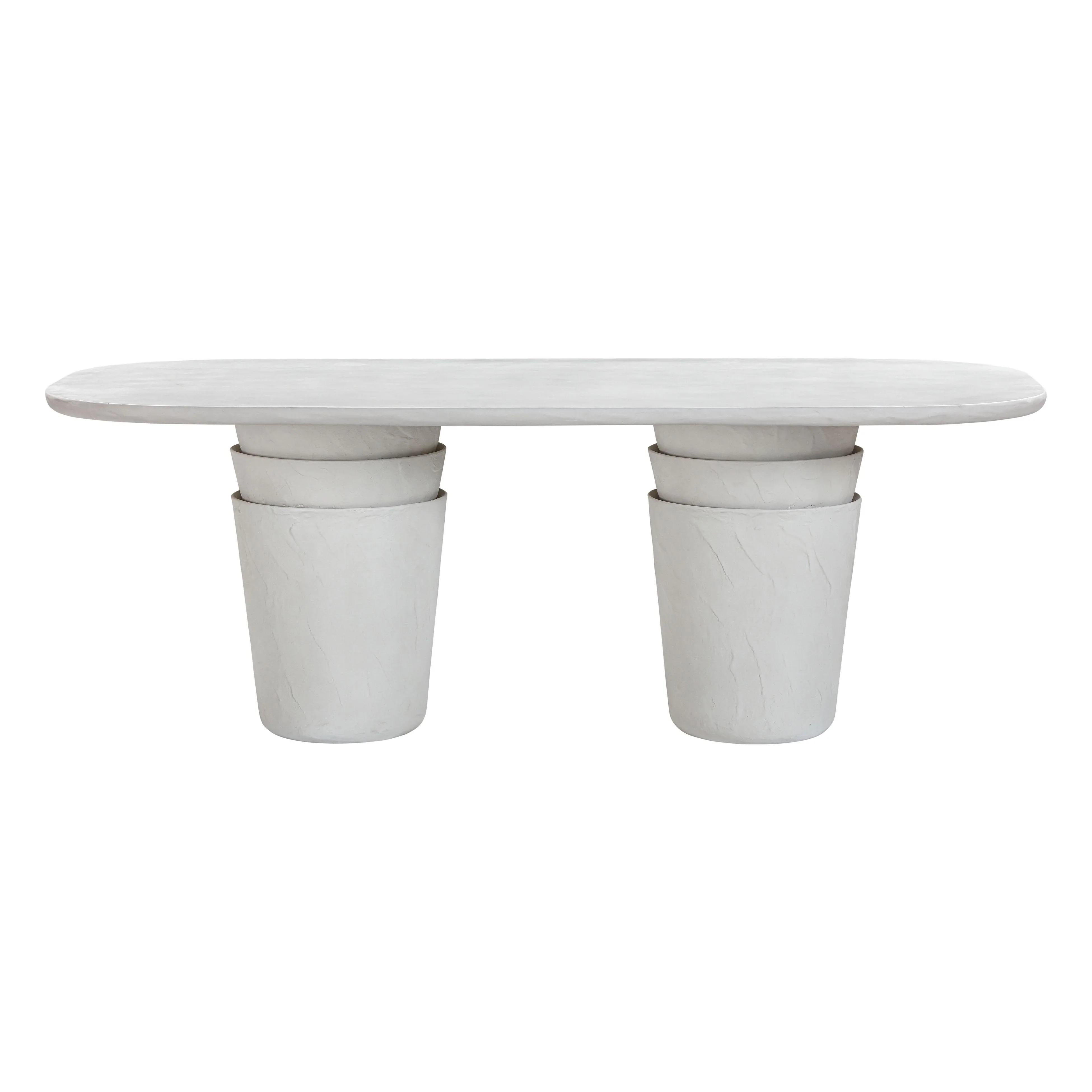 Margot 83" Light Grey Faux Plaster Indoor/Outdoor Concrete Oval Dining Table - Image 3
