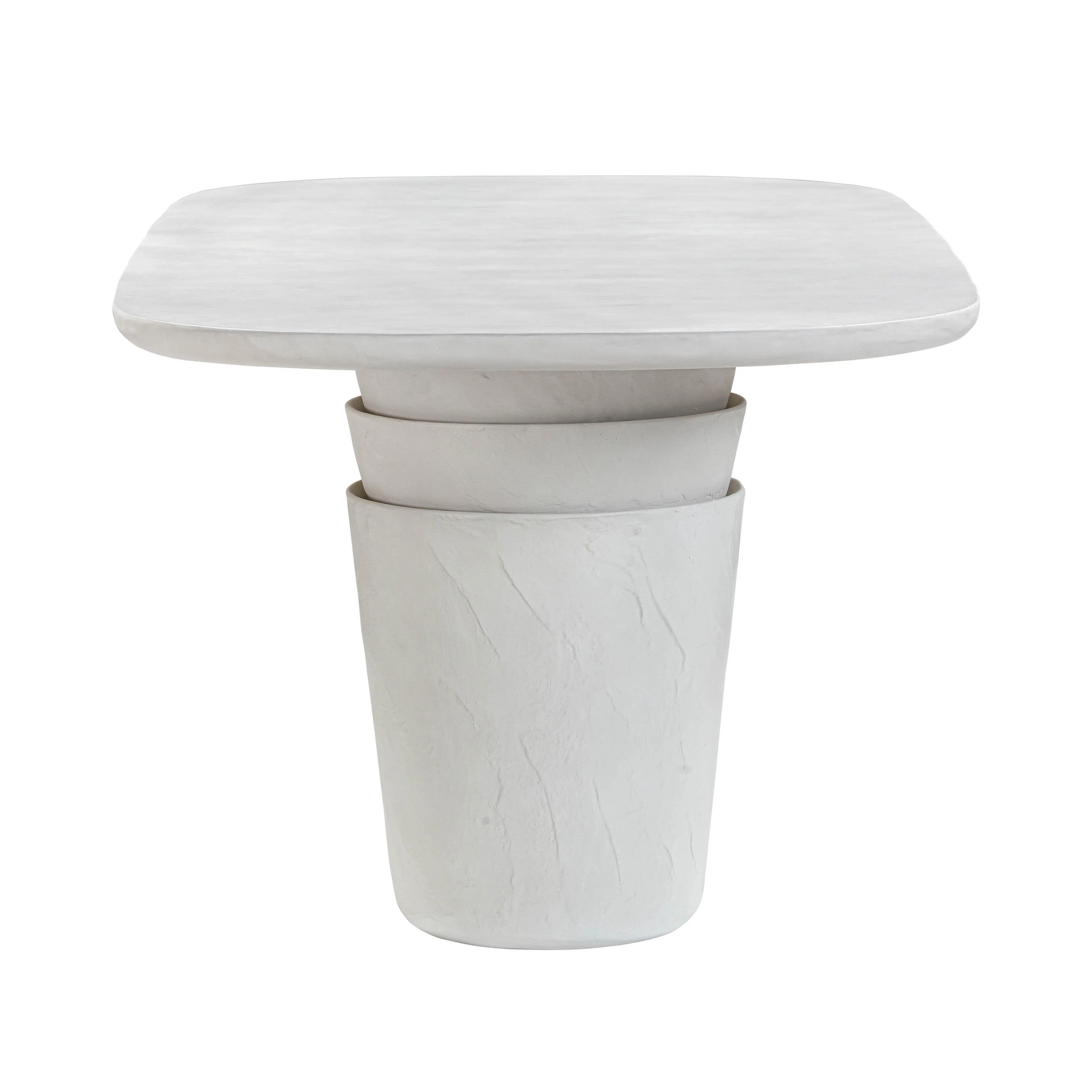 Margot 83" Light Grey Faux Plaster Indoor/Outdoor Concrete Oval Dining Table - Image 4