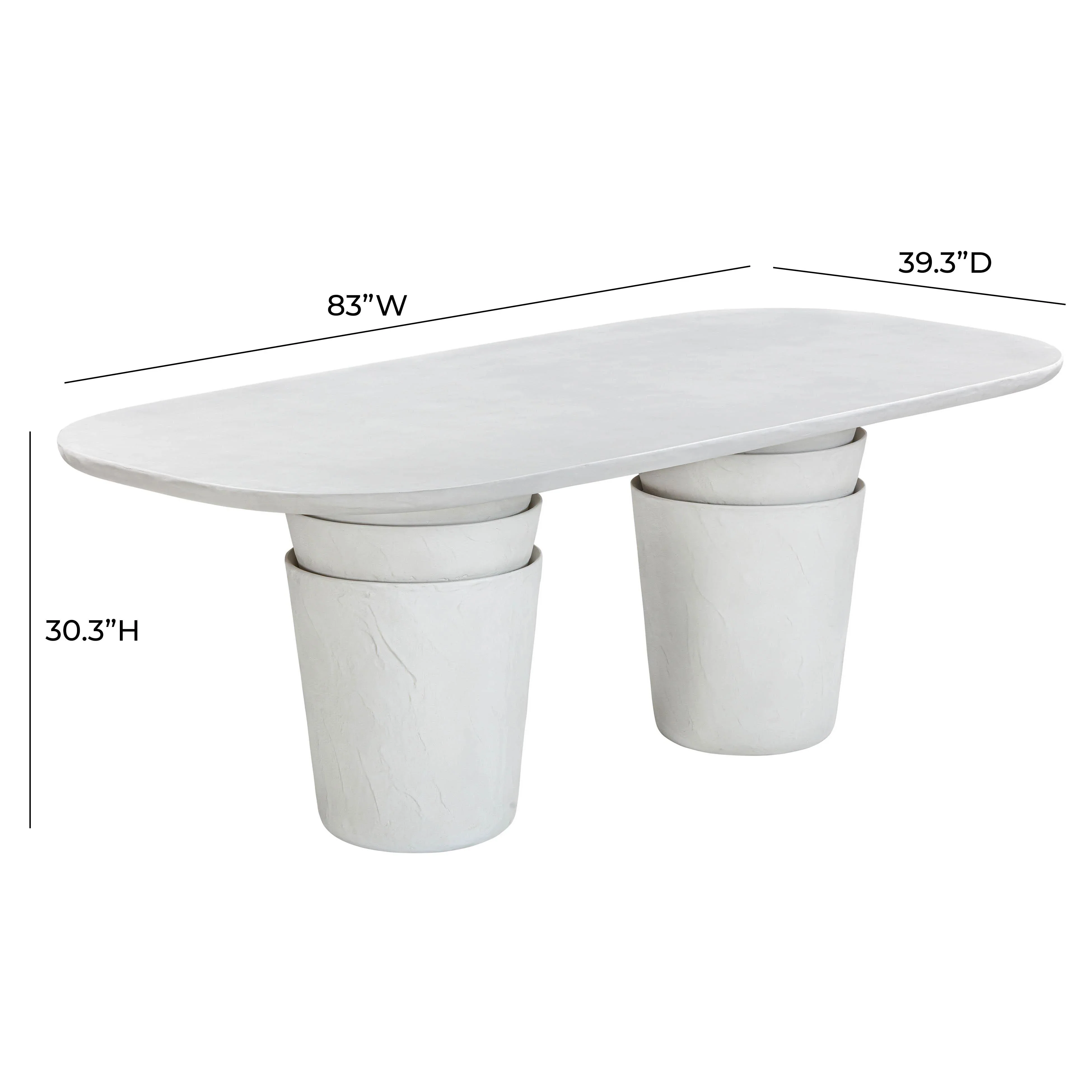 Margot 83" Light Grey Faux Plaster Indoor/Outdoor Concrete Oval Dining Table - Image 7