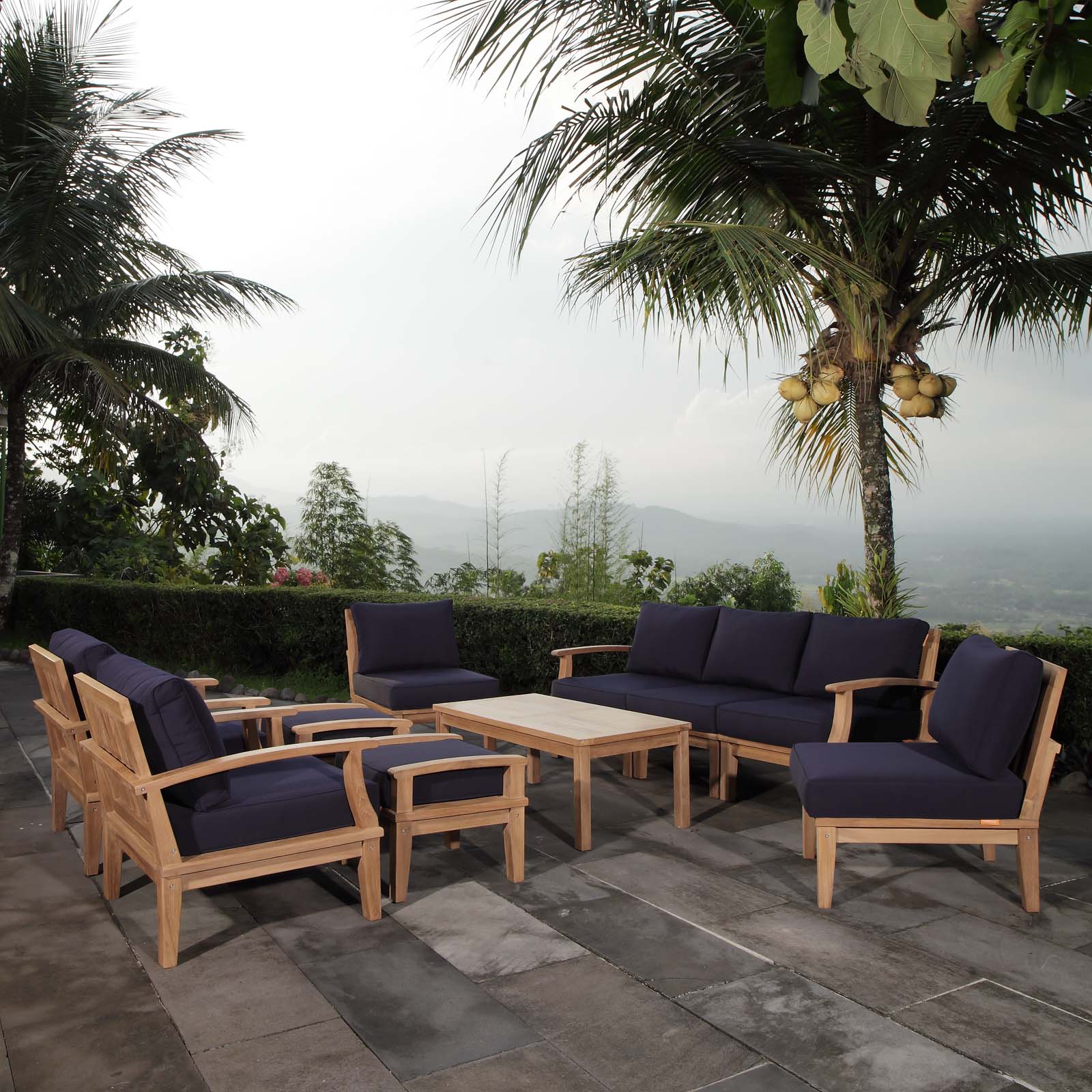 Marina 10 Piece Outdoor Patio Teak Set - Image 14