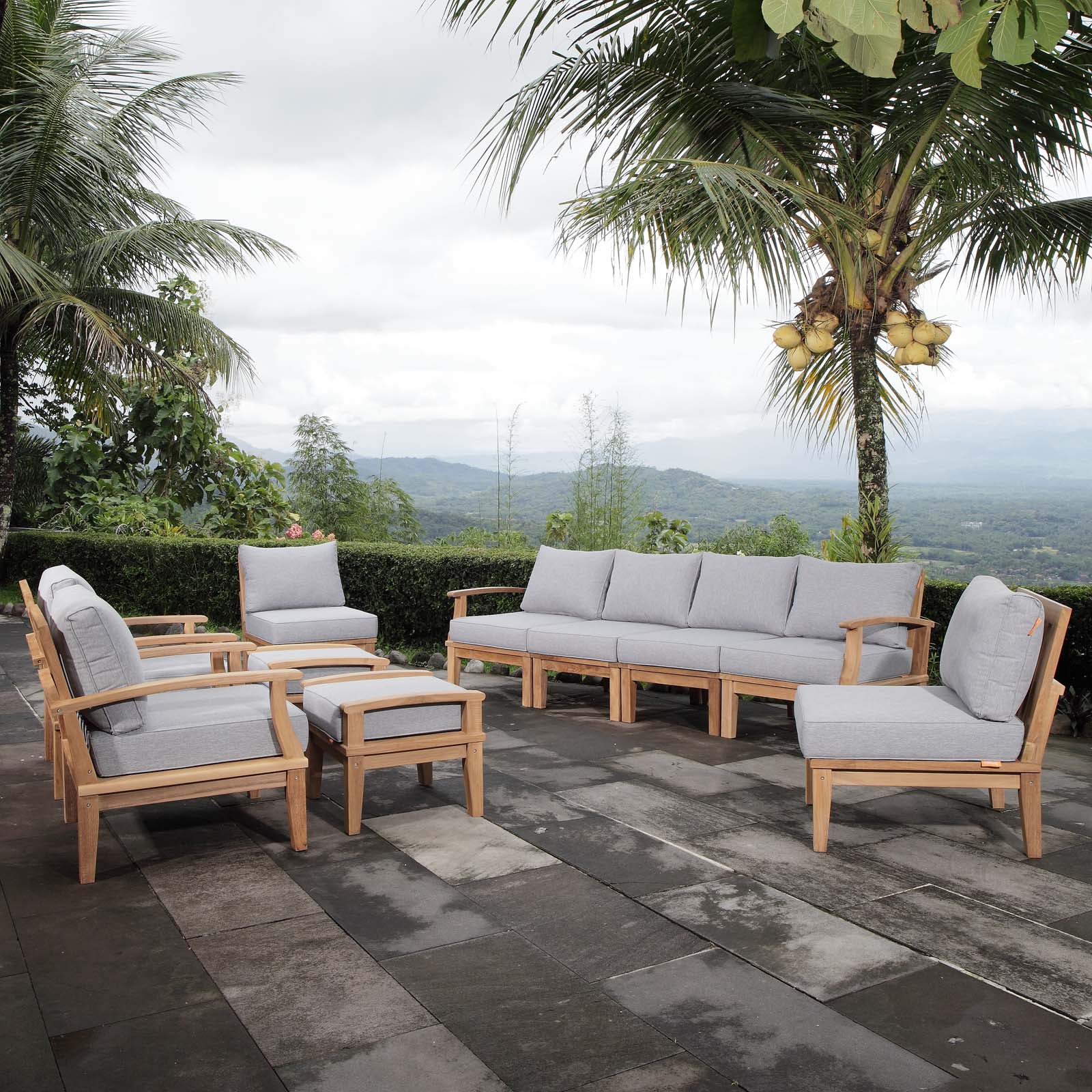 Marina 10 Piece Outdoor Patio Teak Set - Image 2