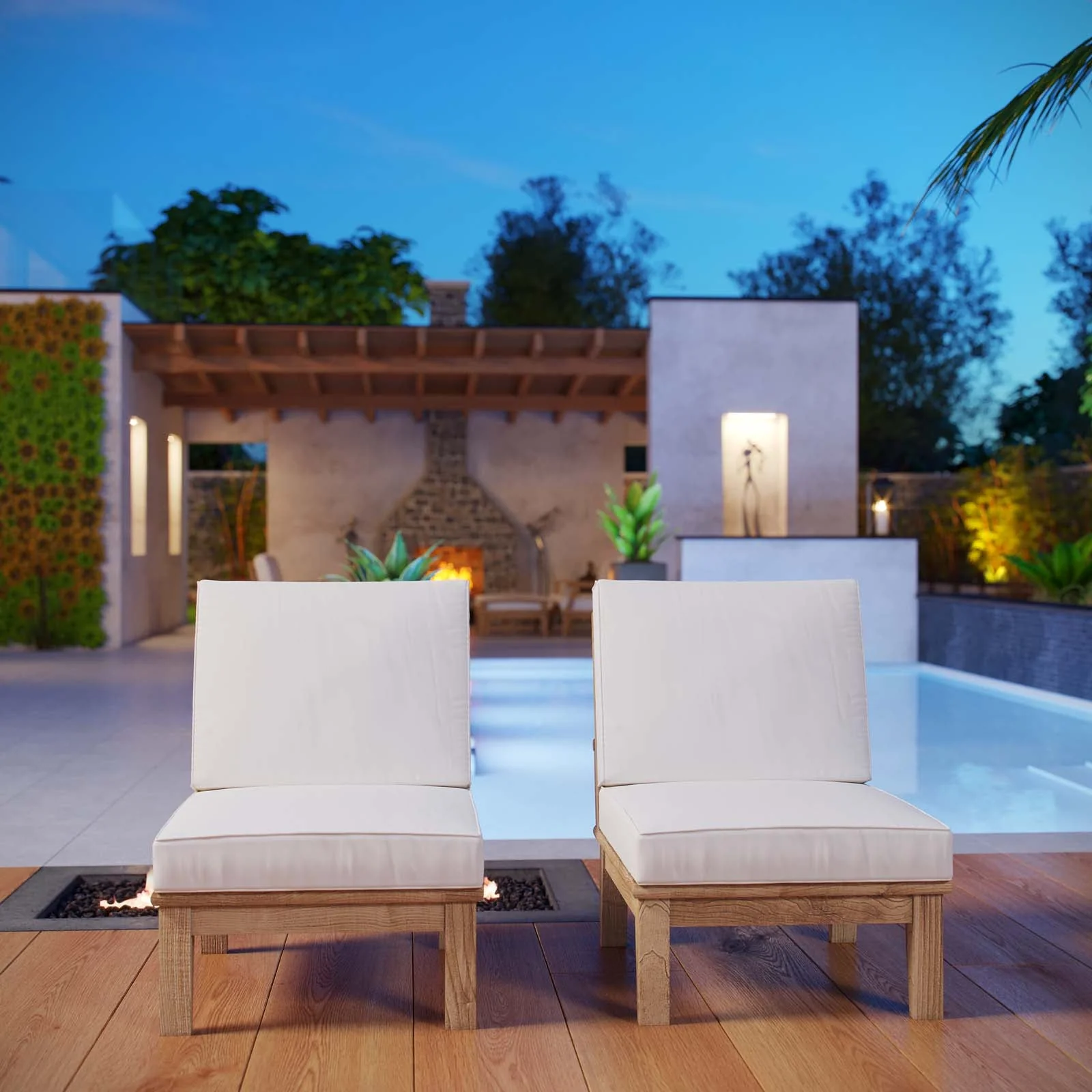 Marina 2 Piece Outdoor Patio Teak Set - Image 10