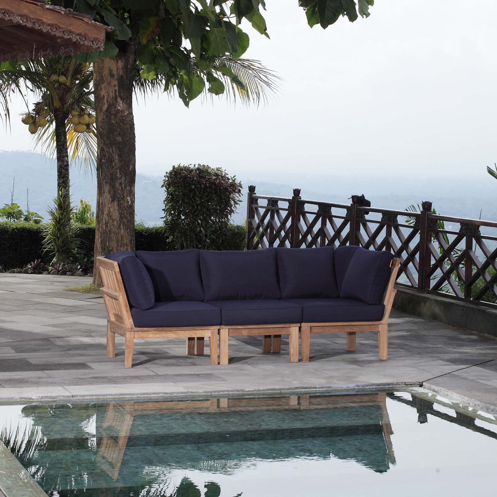 Marina 3 Piece Outdoor Patio Teak Set - Image 8