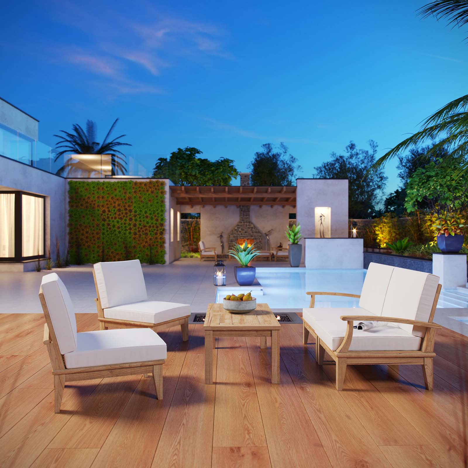 Marina 5 Piece Outdoor Patio Teak Set - Image 20