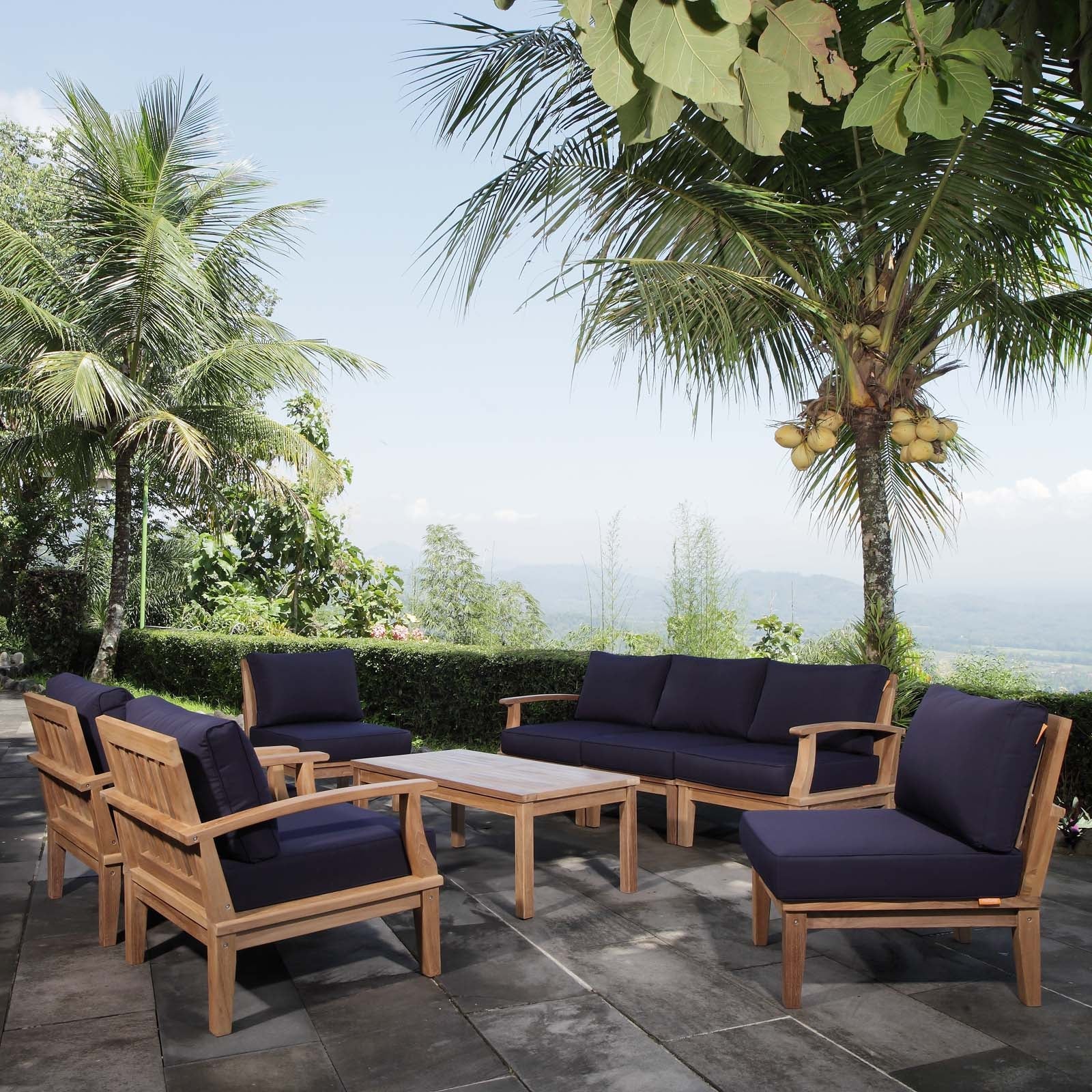 Marina 8 Piece Outdoor Patio Teak Set - Image 13