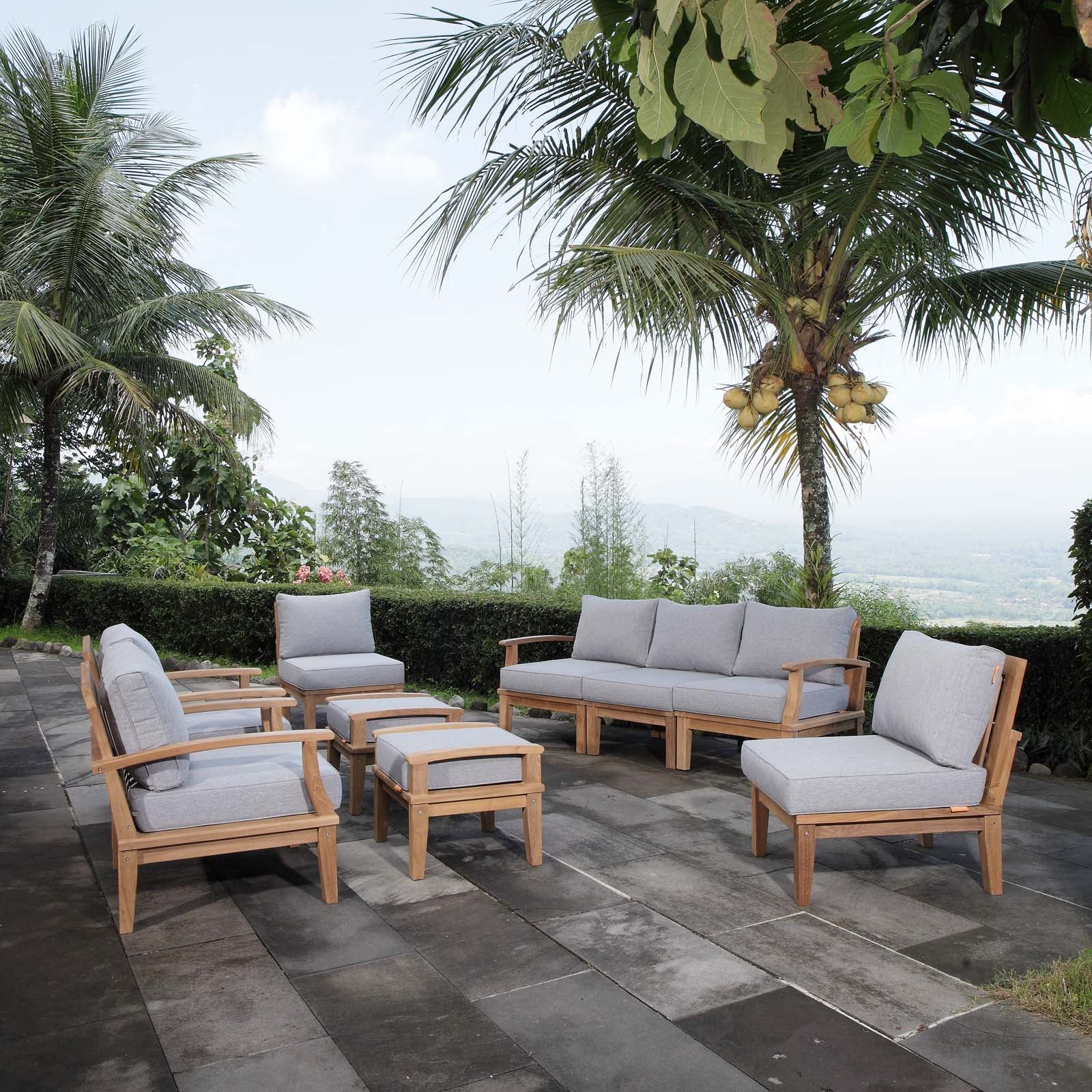 Marina 9 Piece Outdoor Patio Teak Set - Image 2